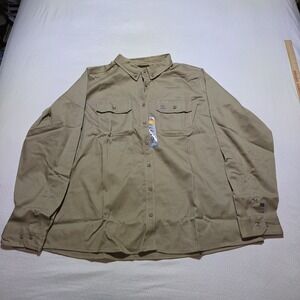 Carhartt FR Flame Resistant Shirt Womens XXL (20) Beige Twill Relaxed Fit CAT 2
